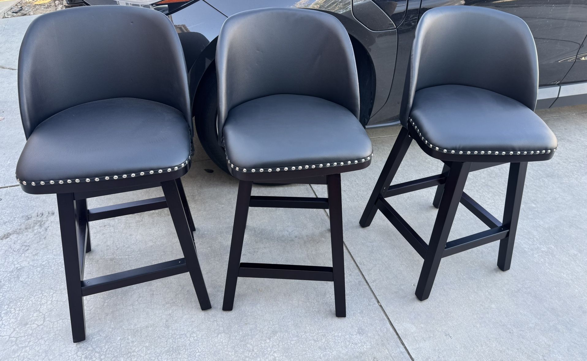 Set Of 3, 26” Swivel Bar Stools
