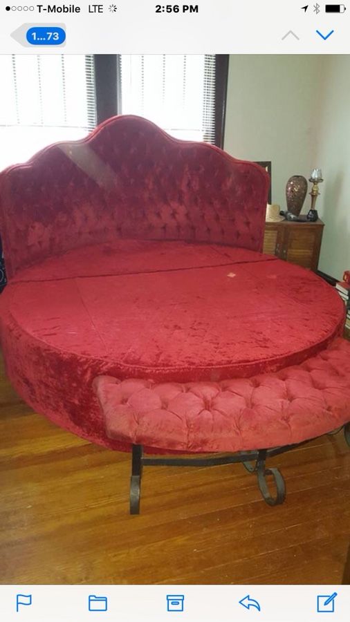 Vintage Mid Century Round Bed, Headboard, and Footboard