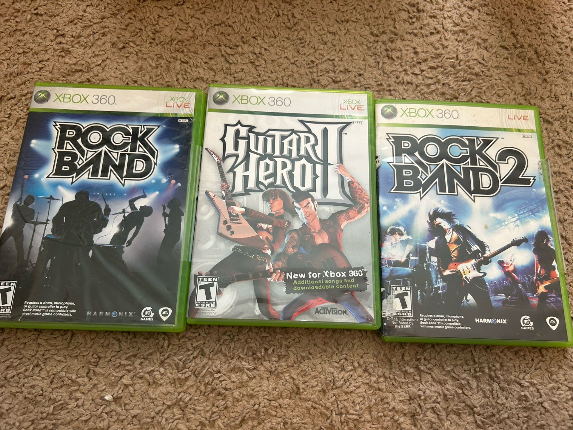 Xbox 360 Guitar Hero & Rockband Game Bundle