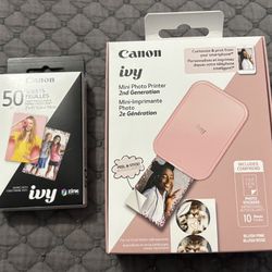 Canon IVY2 Pink Mini Photo Printer Bundle With 60 Sheets