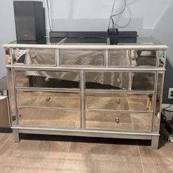 Luxury Slate Gray & Mirrored Dresser