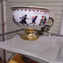 Charles Wysok Porcelain Christmas Bowl Also With Pedestal