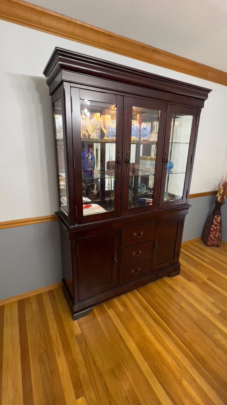 China Cabinet- $99 —-2 Pieces- Top And Bottom 