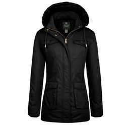 Wantdo Women's Vintage Jacket Warm Winter Parka Coat with Removable Hood Black Size M 