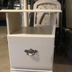 Rustic White Night Stand/End Table (16x16x24")with Drawer