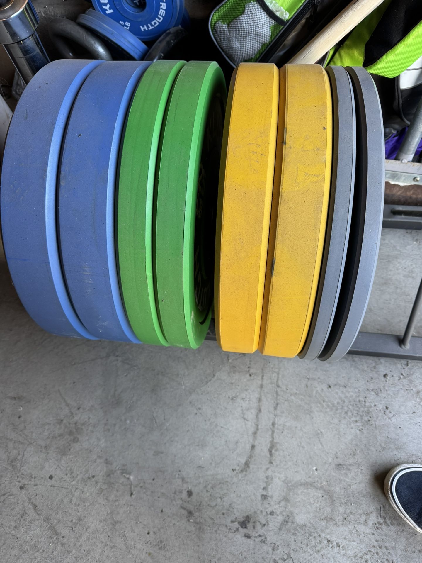 Wall Mounted Weight Rack - Bumper Weights And Bench