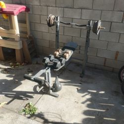 Weights And Weight Bench With Kettlebell 