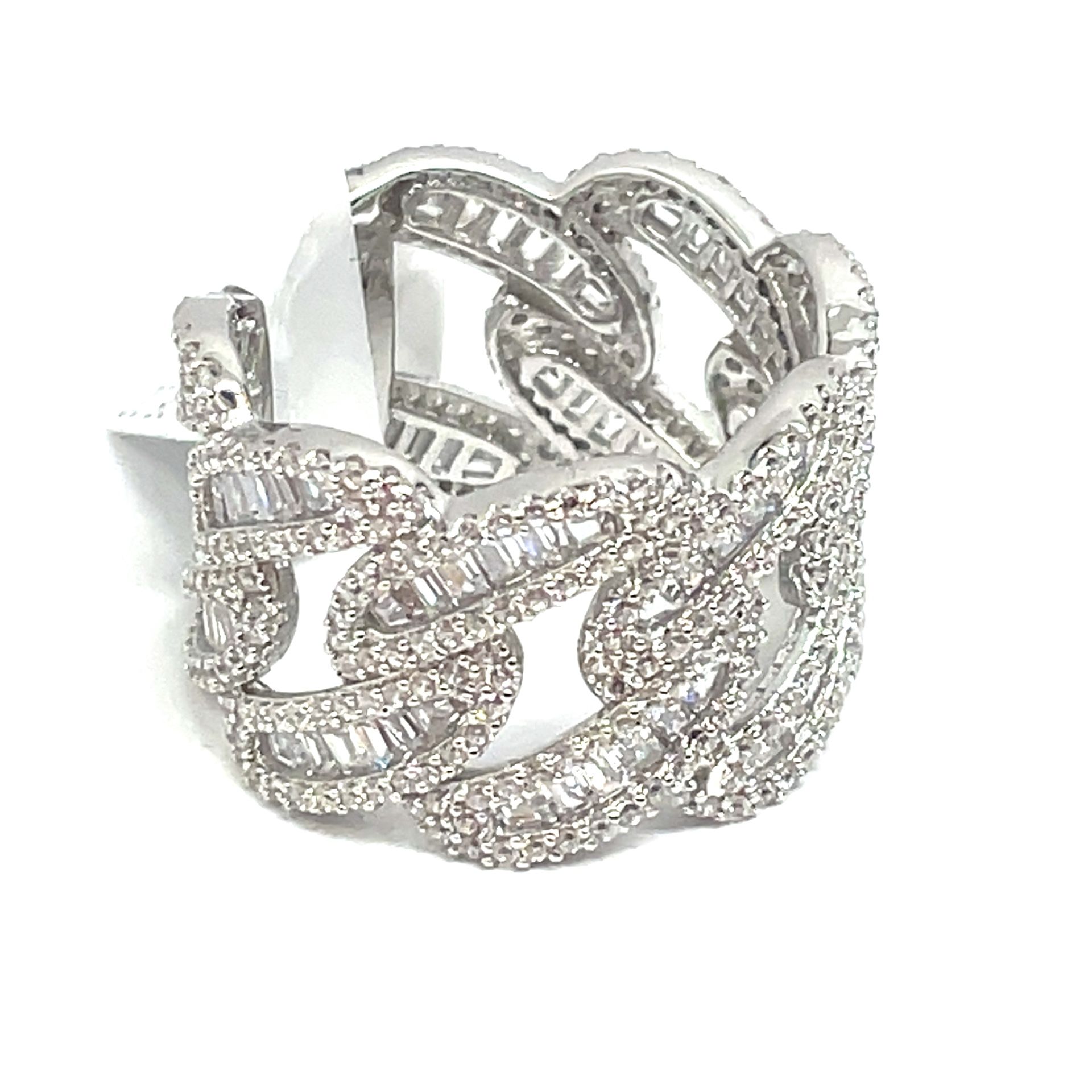 925 Sterling Silver CZ Cuban Style Ring 8.80g Size 9 198533