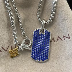 David Yurman Chevron Tag Sterling Silver with Sapphires