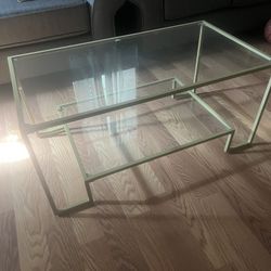 Modern Glass Coffee Table – Gold Metal Frame