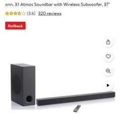 Soundbar Onn 3.1 Whit Subwoofer Wireless 