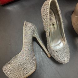 Glitter Silver High Heels 