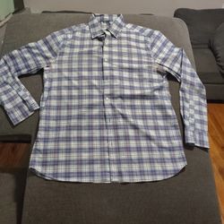 Vineyard Vines Otg Brrr Performance Men's Large L Blue Plaid Button Up Shirt