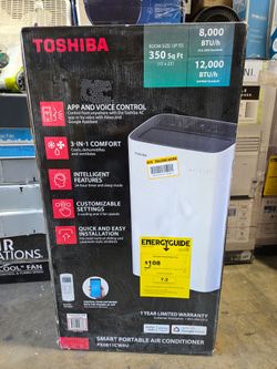 Shop Toshiba
8,000 (DOE) BTU Portable AC Cools 350 sq. ft. with Dehumidifier and Remote Control in White