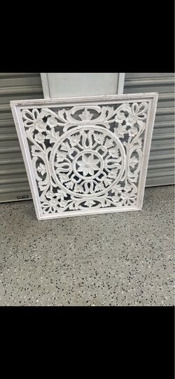 White Carved Floral Wall Art Panel