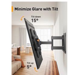 Perlegear UL Listed Full Motion TV Wall Mount for 42-90" TVs up to 132lbs, Heavy Duty TV Mount with Dual Articulating Arms, Tool-Free Smooth Tilt, Swi