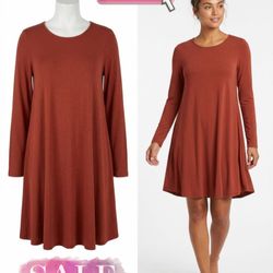 Zenana Orange Long Sleeve Tunic Spring Dress – Rust / Terracotta – Size Small