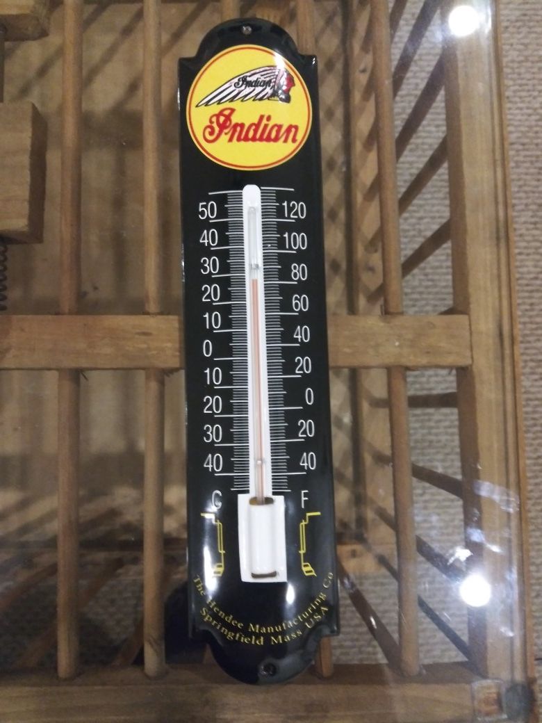 Indian motorcycle porcelain thermometer