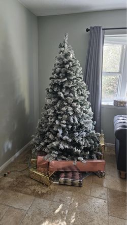 Fake White Christmas Tree + Lights & Ornaments