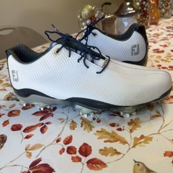 NEW FootJoy [11.5] Medium Men's DNA FJ Spikes Golf Shoes-White/Black 53493