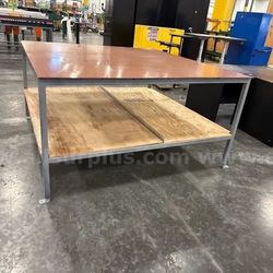 Heavy Duty Steel Frame Work Table 68x71 — Industrial Shop Table w/ Lower Shelf