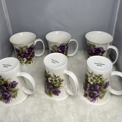 Teaware Grace Teaware Bone China Coffee Tea Mugs 9-Ounce, Set of 6(Classic Floral)