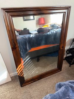 Large Wall Mirror with Wood Frame
