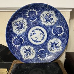 Japanese Old Imari Flowers Painting Big Plate 14.4”