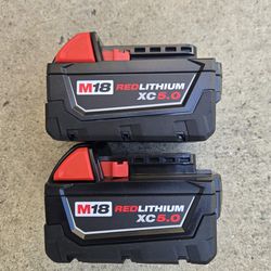 Milwaukee 18v Batteries 5.0 Ah Brand New