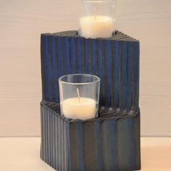 Shou Sugi Ban Double Votive Candle Holder