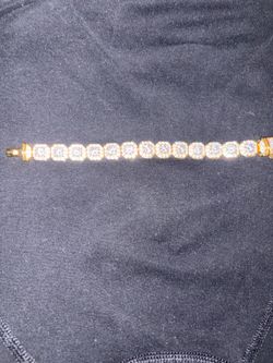 10mm Moissanite Clustered Tennis Bracelet Gold 7"