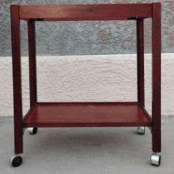 Vintage Butler’s Tray Table / Bar Cart
​ mahogany-finish wood cart with