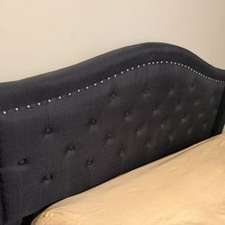 Queen Size Black Nail Head Hollywood Style Headboard 
