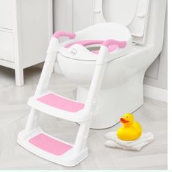 Potty Training Toilet Seat With Step Stool Ladder, Toddler Kids Potty Seat For Girls
