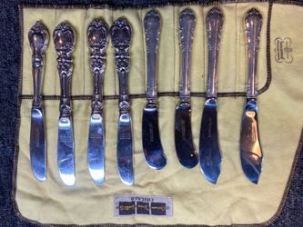 Lot Of Eight 925 Sterling Silver Handled Knives 5 Lunt & 3 Reed & Barton