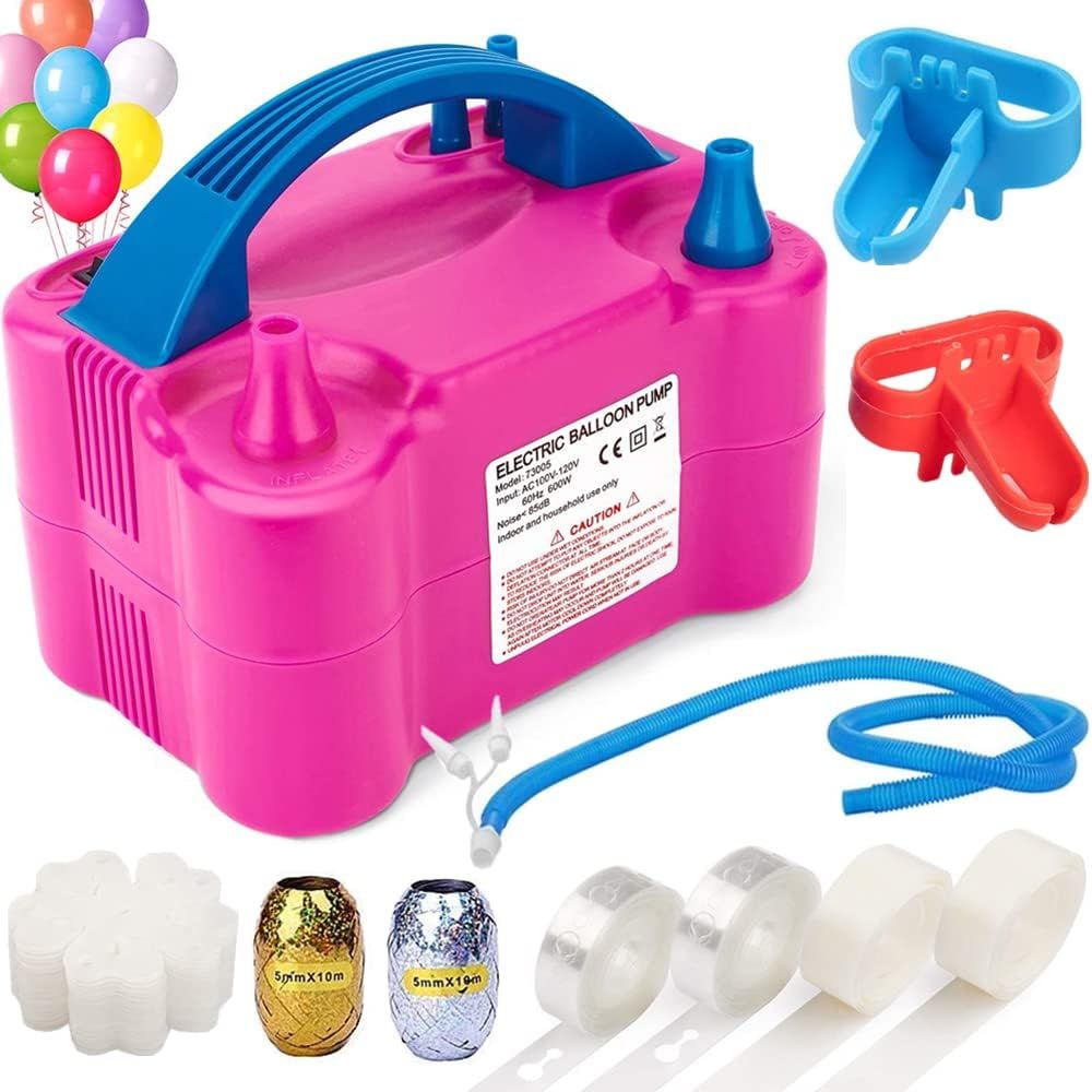 Balloon Pump, Portable Dual Nozzle Ballon Inflator Pump for Balloons 110V 600W Electric Air Pump Blower, Balloon Arch kit &Balloon Garland kit, Balloo