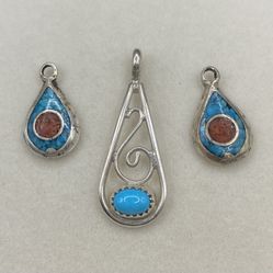 Sterling Silver Vintage Turquoise Pendants 