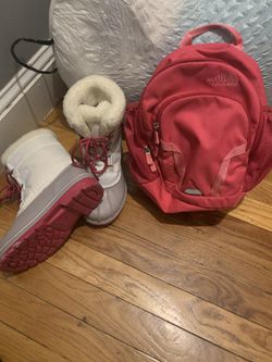 Girls boots size 13 , mini backpack north face