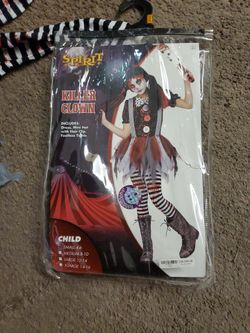Killer Clown Costume; Kids Size 4-6