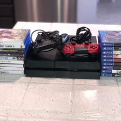 PS4 With 2 Controllers and 18 Games 
