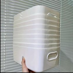 Set of 10 durable plastic storage bins (5.71in x 8.07in).