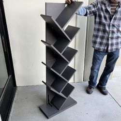 New In Box 55” Tree Shaped Bookshelf 8 Layer Tiers Iron Gray Color Used for Home Office Living Room Books DVD Or Video Games Organizer Stand 