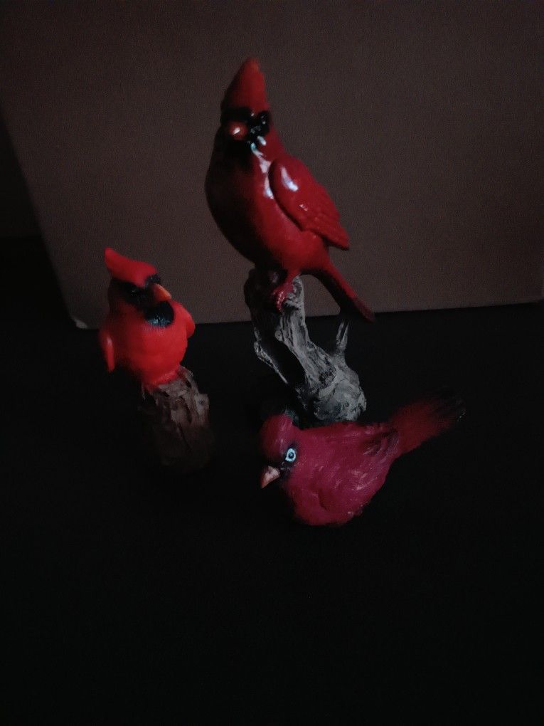 Vintage 3 Beautiful Northern Cardinals Clean 