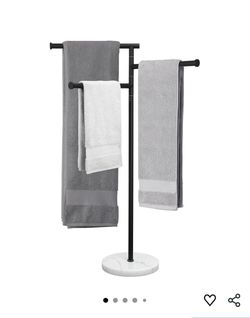 1049: BRAND NEW Black Towel Racks for Bathroom, Swivel Arms 40-Inch Free Standing 3 Bath Floor Standing Towel Racks with Weighted Marble Base, SUS304 