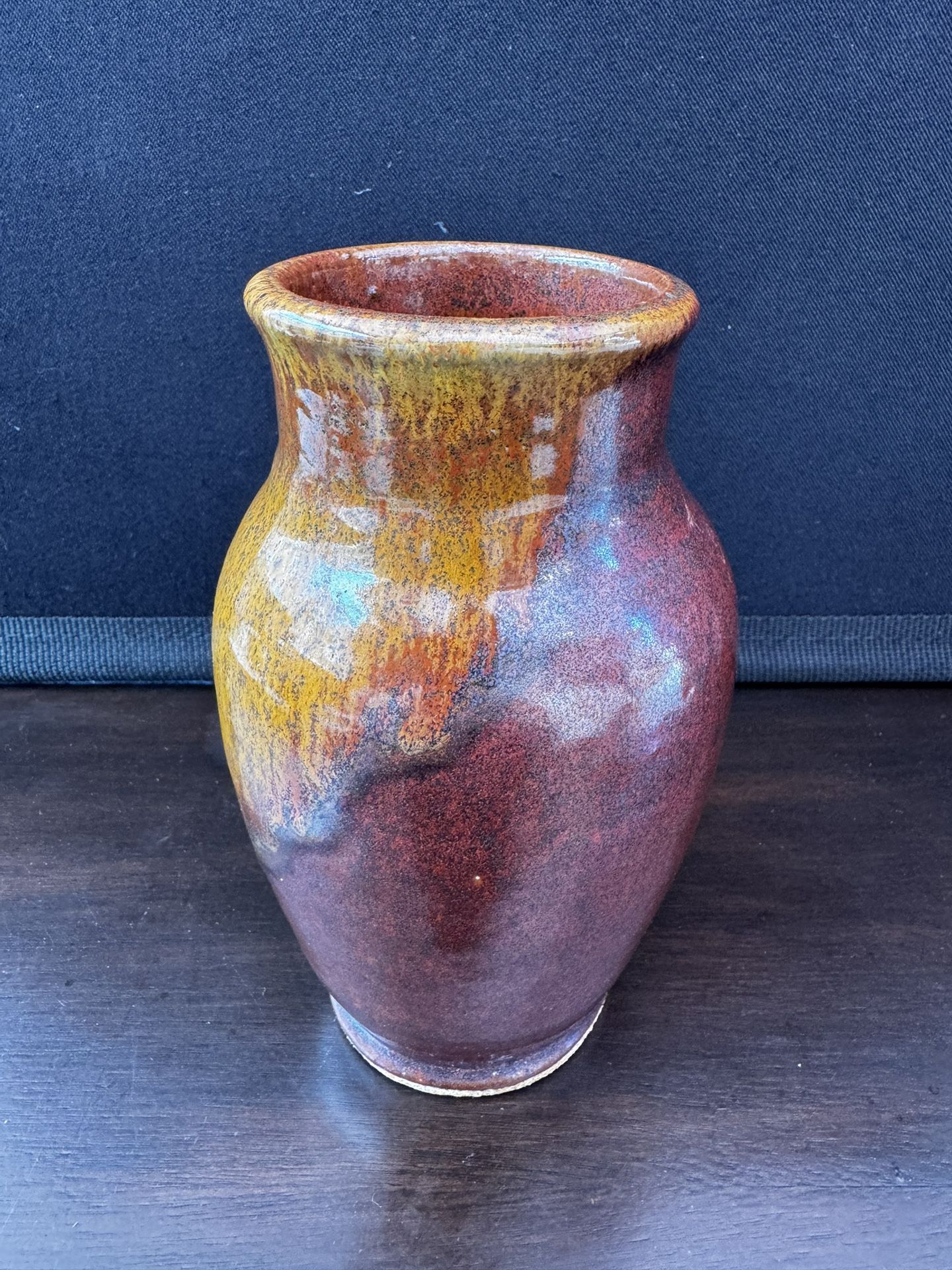 Handmade 7Inch Ceramic Brown Reactive Vase, Classic Shape