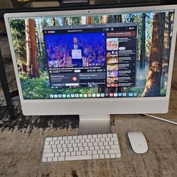 Imac 24in 2021 M1 8gb ram. 256gb ssd. Good working. Comes with original wireless keyboard and mouse
