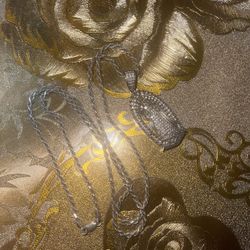 Sterling Silver Chain And Santa Muerte Pendant 