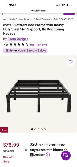 Queen metal wood slat bed frame