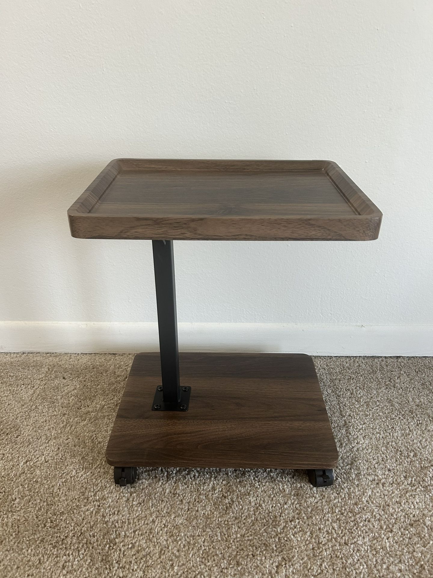 C Table End Table Adjustable Height, 360°Swivel walnut brown