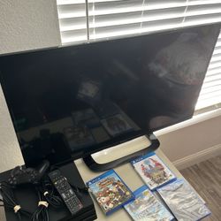 PS4 Set Up Games And Controller And Monitor